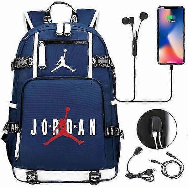 Usb Students Schoolbag Large Capacity Jordan-blue