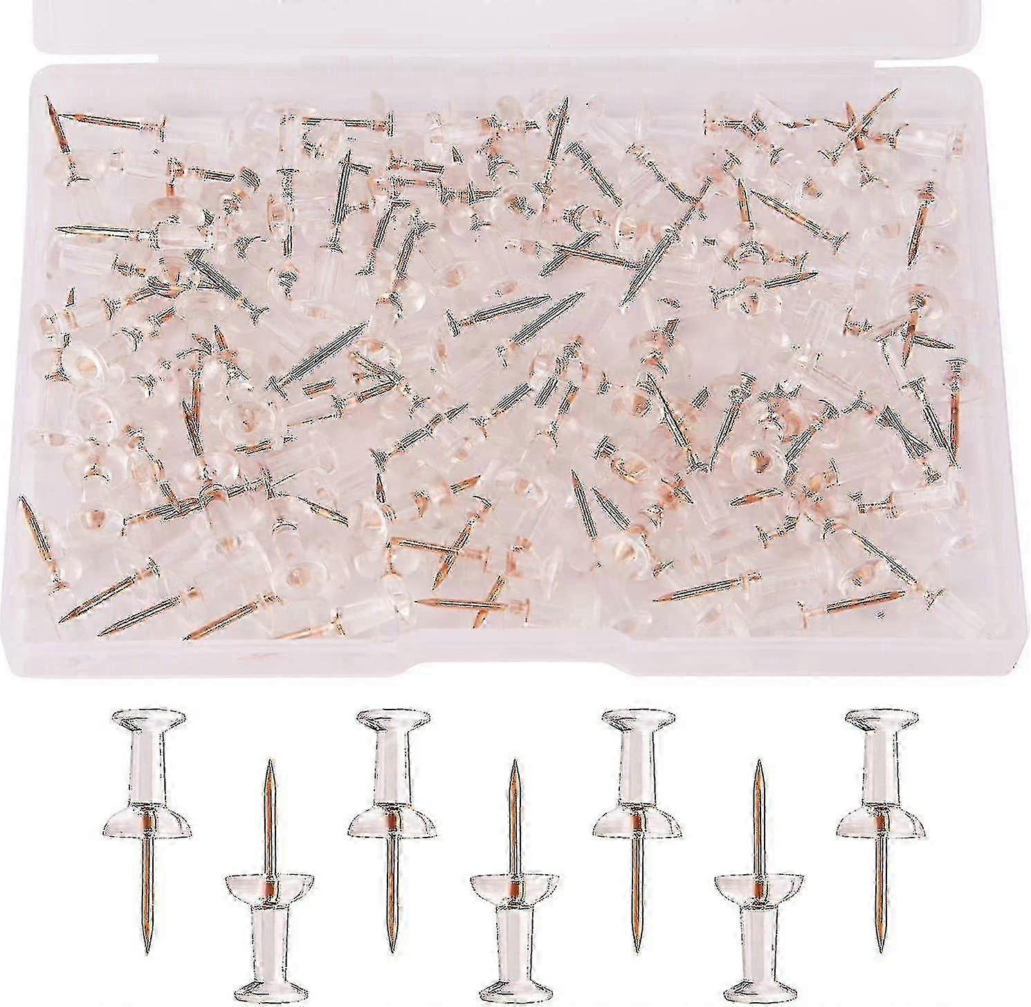 Corkboard Push Pins - Rose Gold I-Shaped Needle Plastic Head Tacks