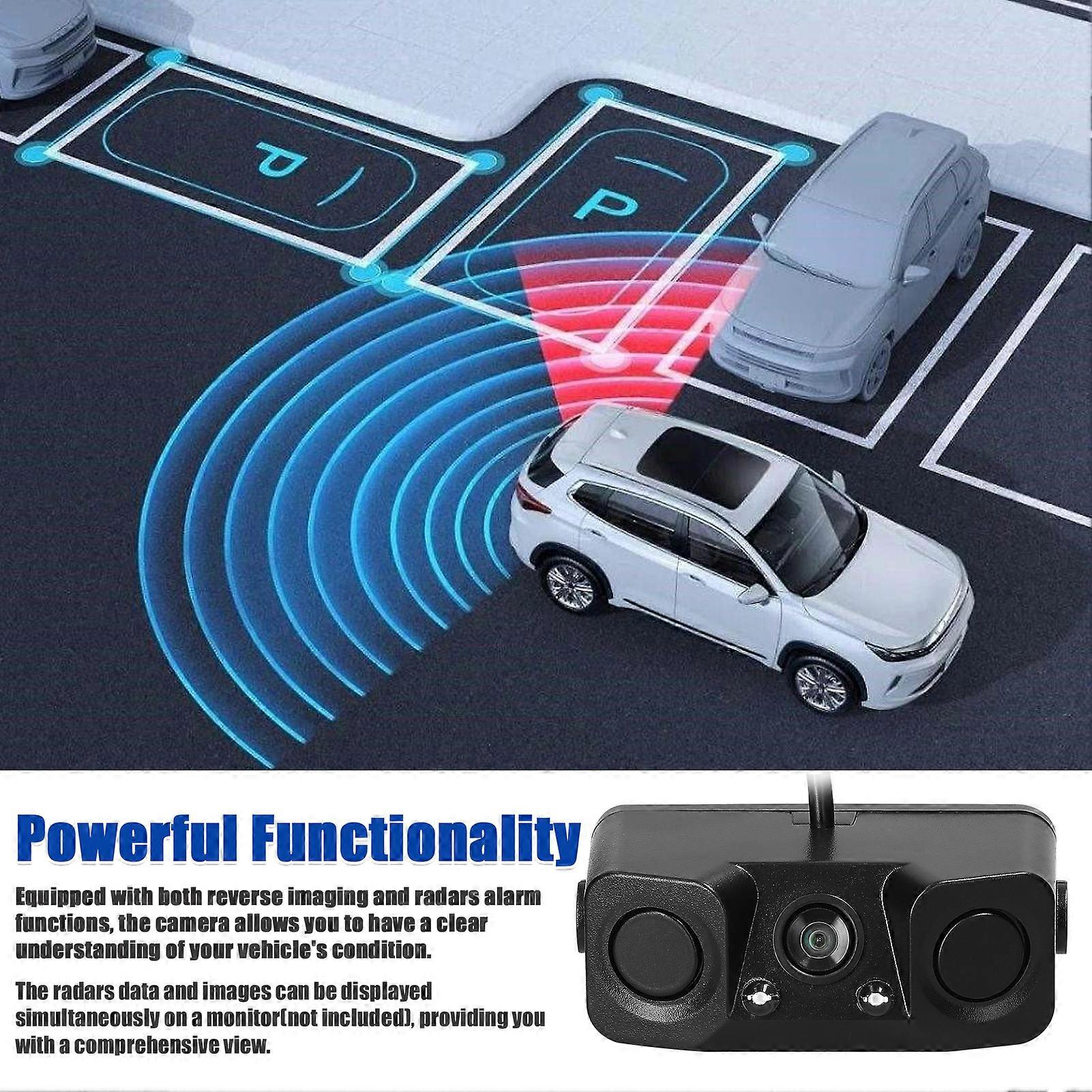 Waterproof reversing camera for cars with 2 in 1 visual radar and buzzer alarm