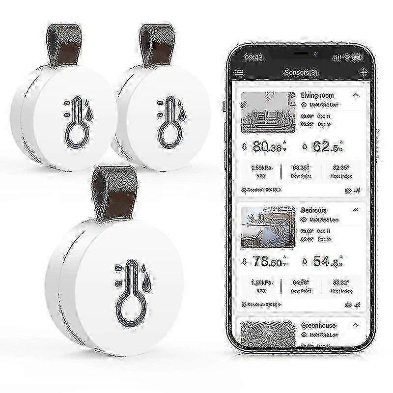 Bluetooth Mini Thermometer Hygrometer with Smart Sensor App for Homes & Wine Cellar - Data Logging & Export