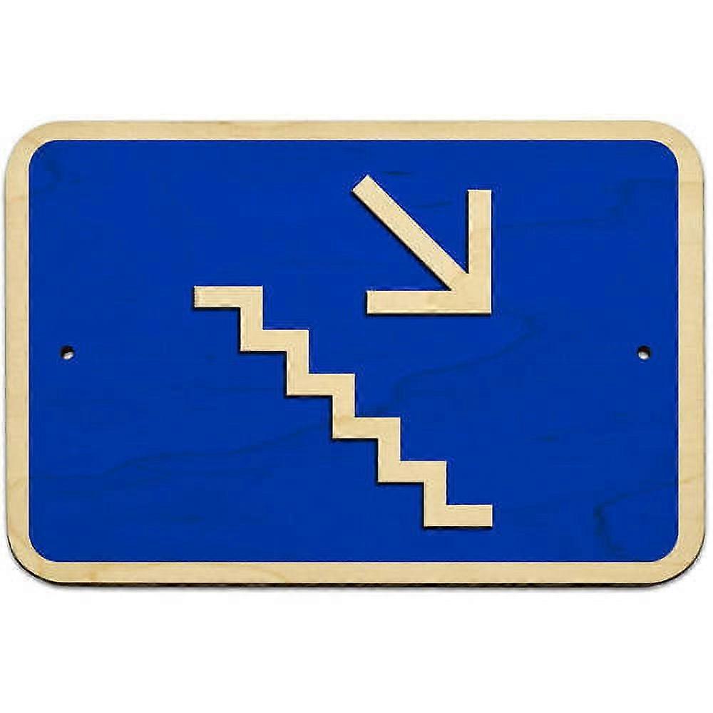 Señal de flecha derecha en las escaleras de abajo