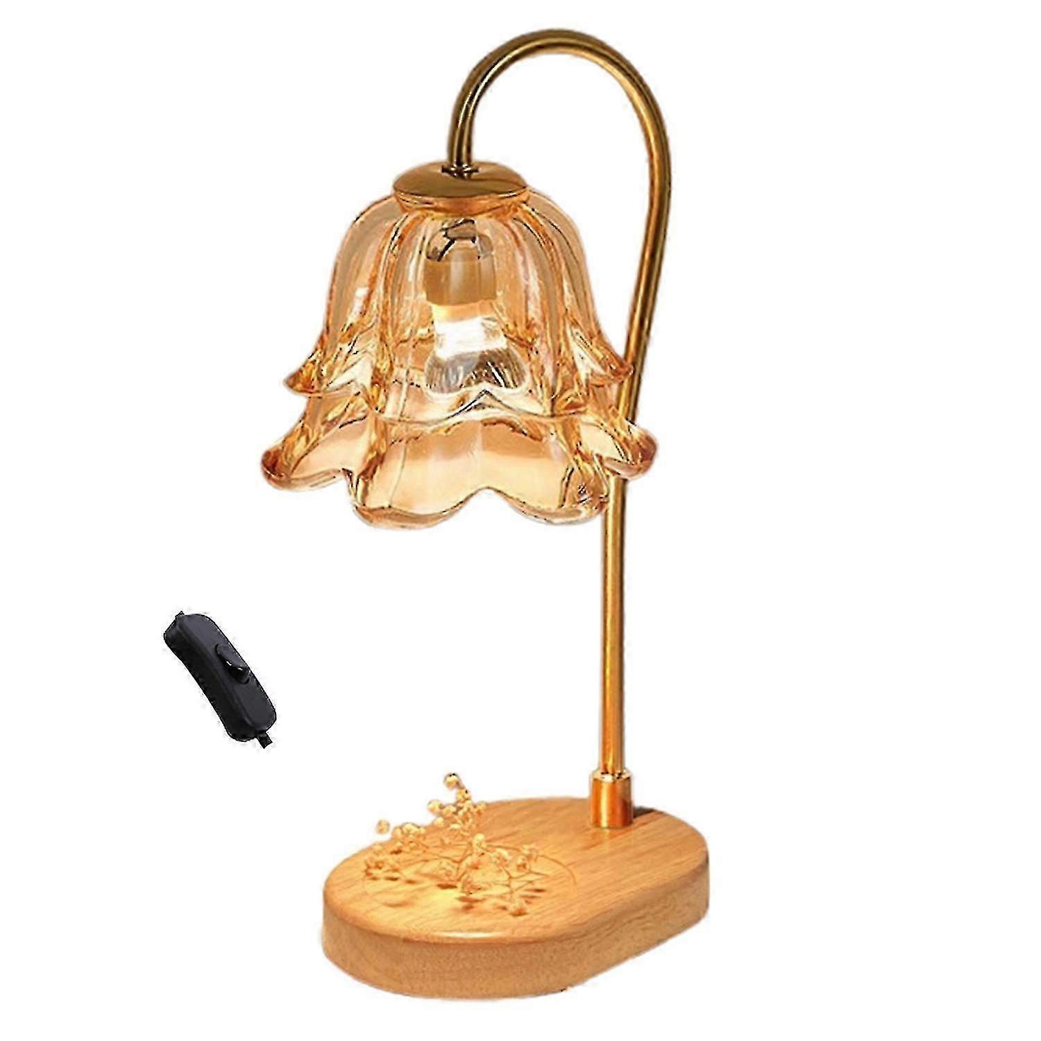 Candle Warmer Lamp with Wooden Base Timer Function Adjustable Brightness Scented Wax Melter w