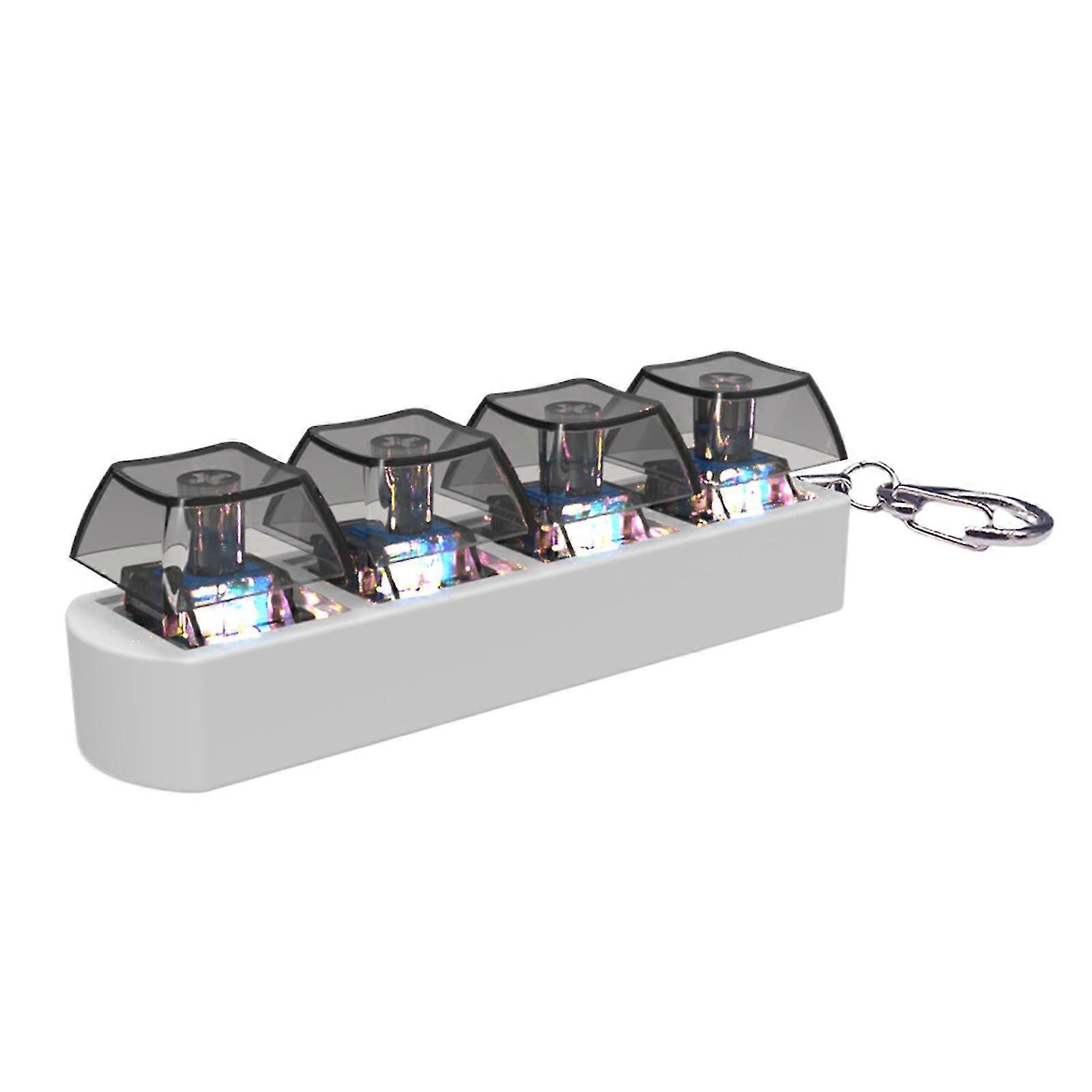 4-Key Mechanical Keycap Tester Keychain with LED Lighting for Stress Relief at Home or Office