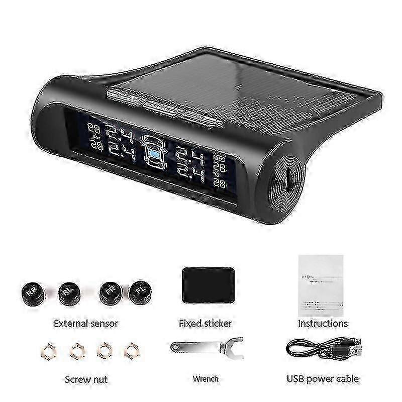 Solar TPMS Car Tire Pressure Monitor Wireless Tire Pressure Monitoring System LCD Display Auto Tyre Pressure Security Alarm Sensor Internal AN01 2025