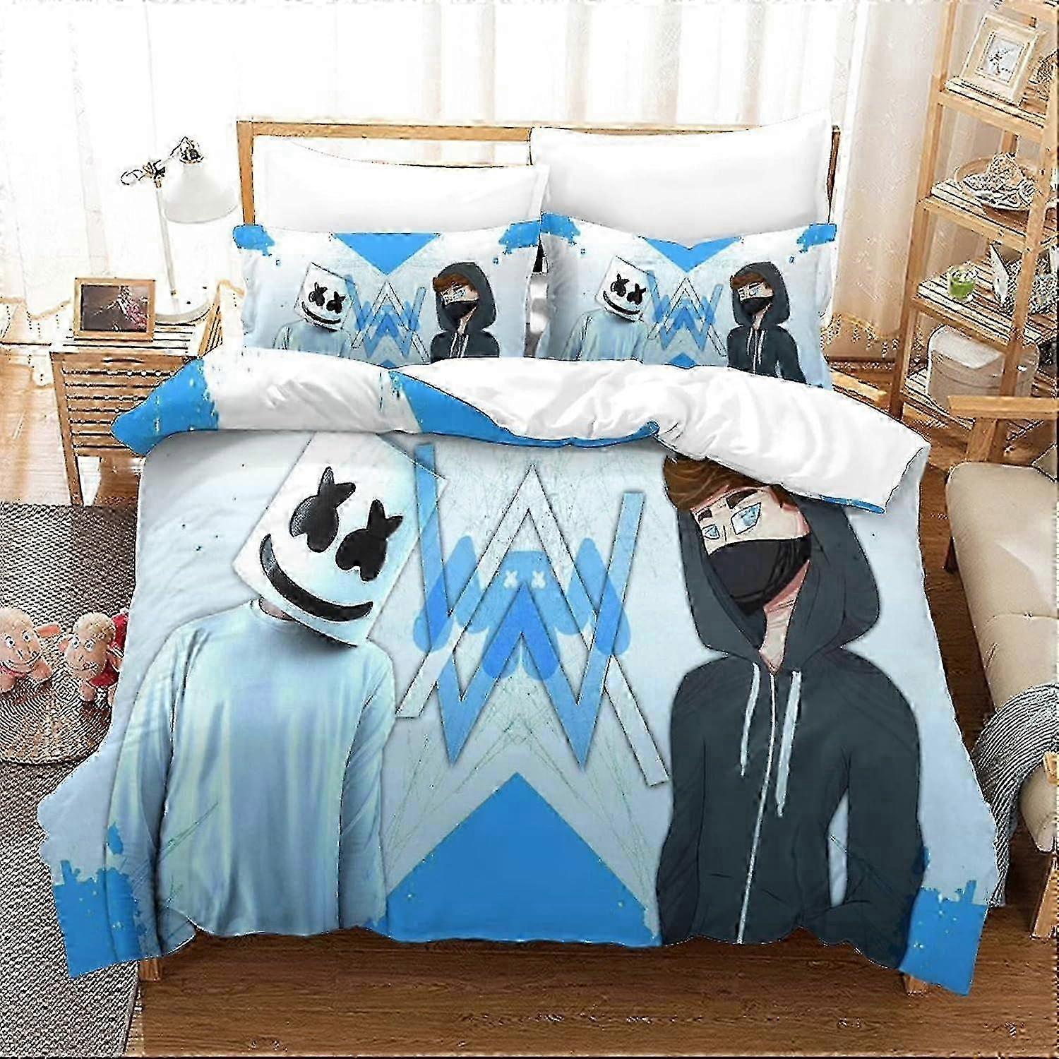 طقم مفروشات أطفال آلان أولاف ووكر - تصميم دي جي ميوزيك - غطاء لحاف وغطاء لحاف مزدوج ناعم مسامي 135 * 200 سم