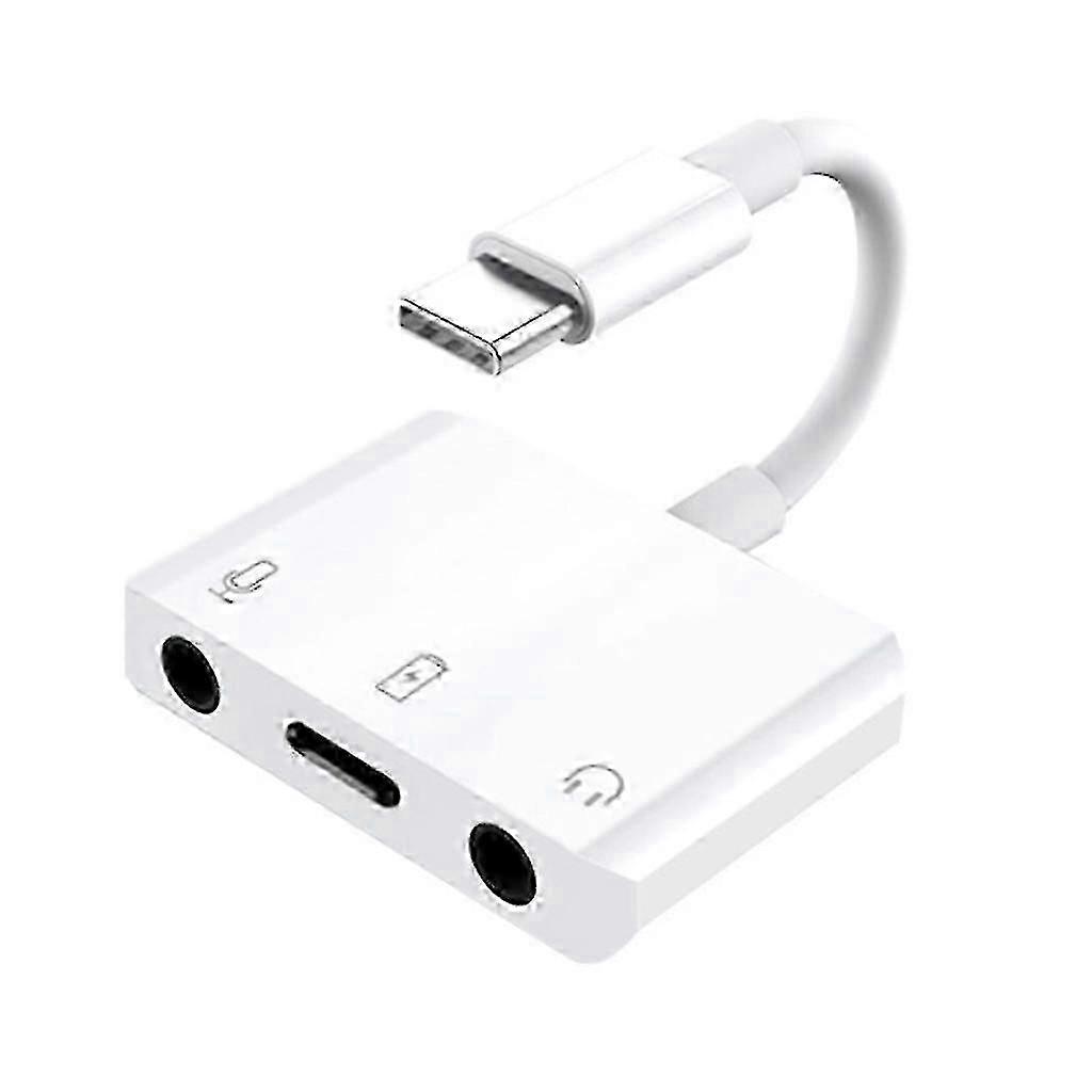 3-in-1 USB-C to 3.5mm Audio Earphone Interface Adapter with Sound Card
