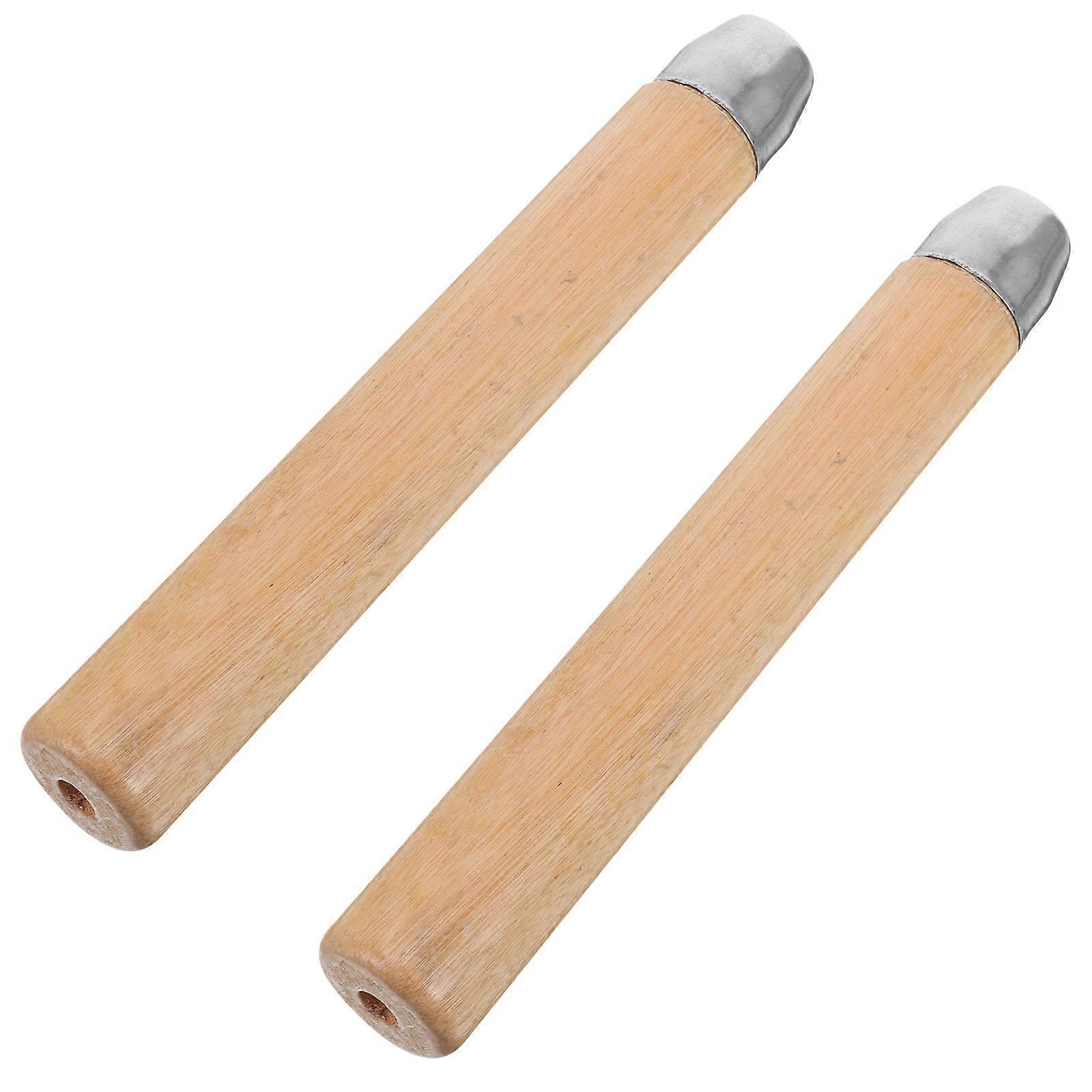 2Pcs Durable Solid Wood Handle Replacement Suitable For Woodworking And Carpentry Made From Light Yellow Material