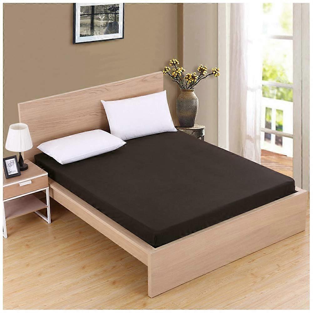 Black Soft Fitted Bed Sheet, Smooth WrinkleResistant Bedding for Double Bed 160x200+25cm
