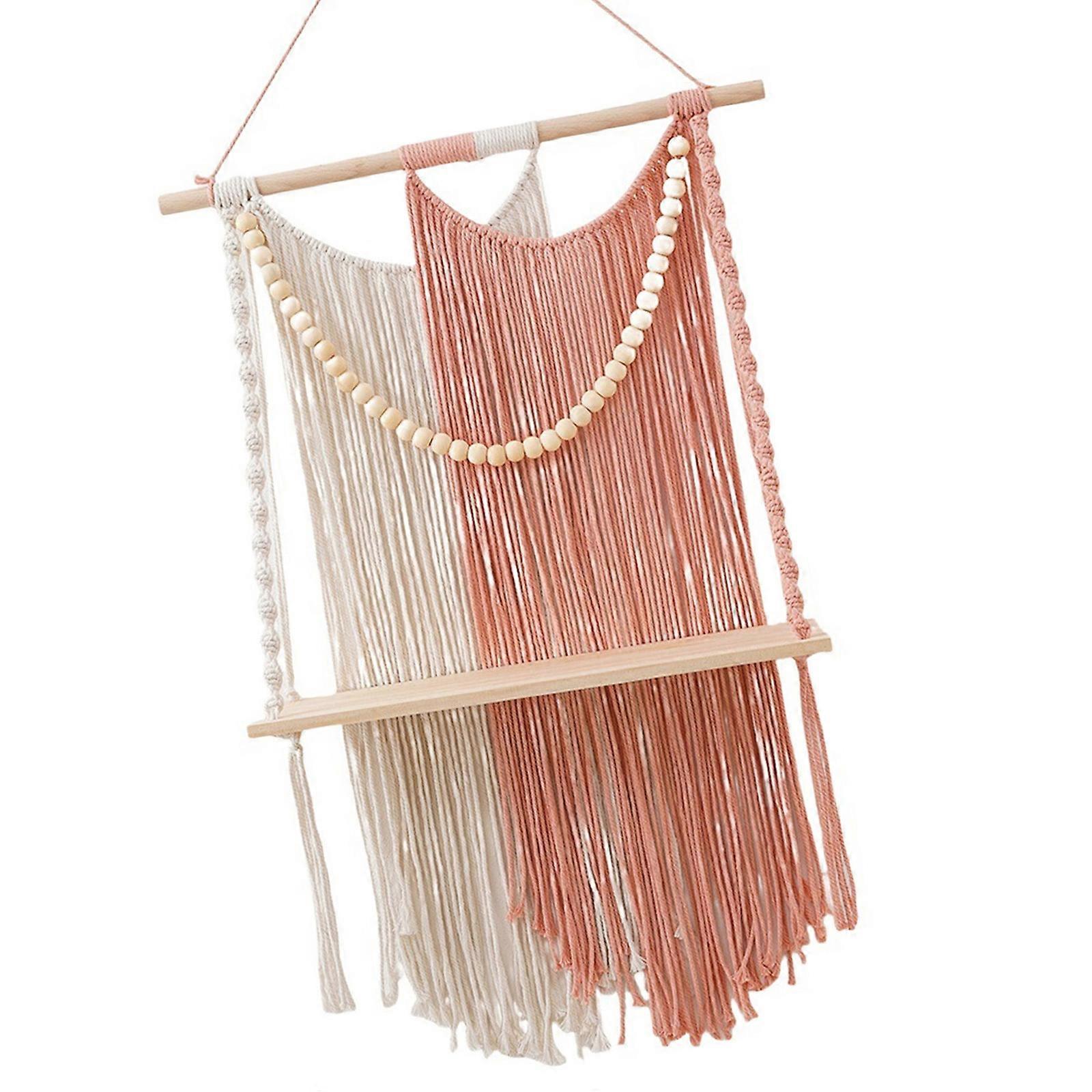 Handcrafted Macrames Wall Shelf Organizers User friendly Design Wall Hanging Shelf for Home Storage and Decoration Multicolor