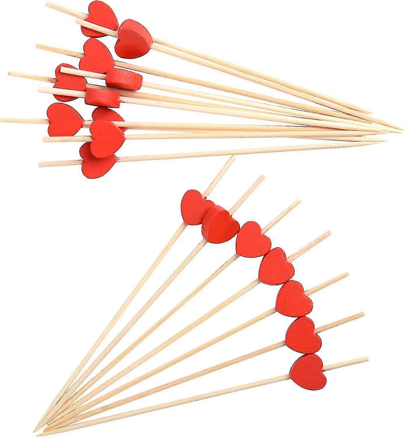 100 cuentas de palitos de cóctel de corazón rojo, corazón