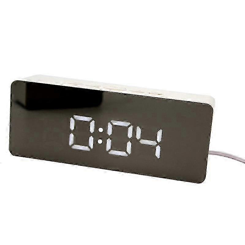 12H/24H USB Charging Digital LED Display Mirror Thermometer Snooze Alarm Clock
