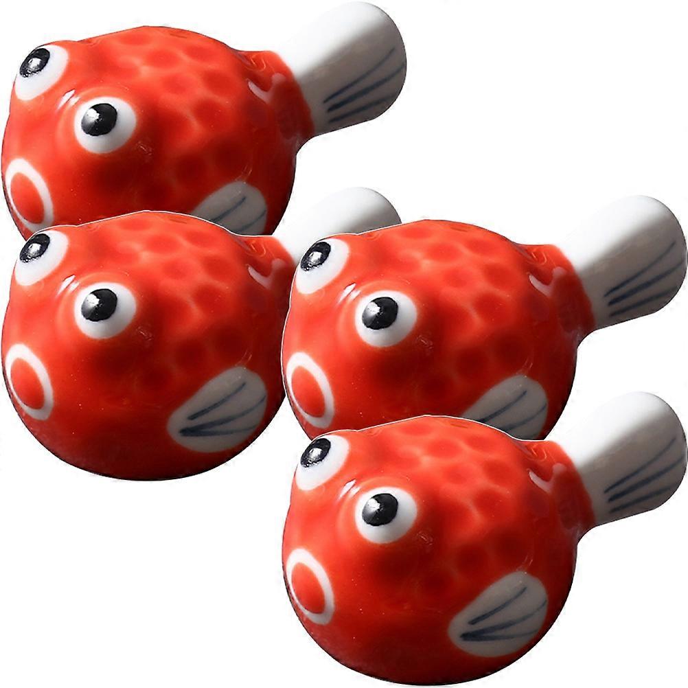 Creative Chopstick Rest 4Pcs Ceramic Chopstick Holder Red Japanese Style Home Use Household Users Hold Chopsticks