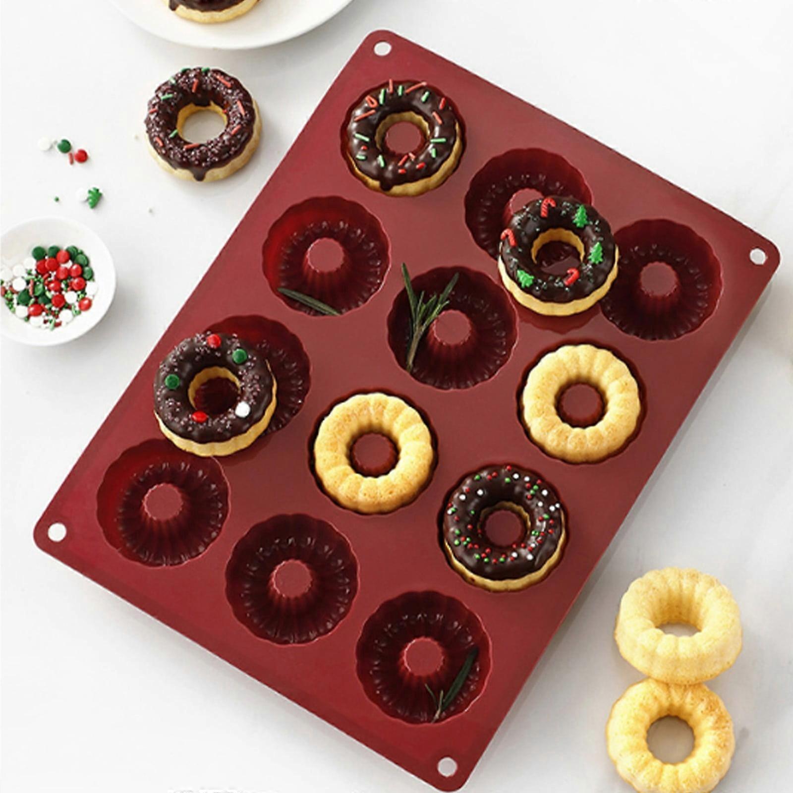 WICVIK 12-Link Donut Mould Pudding Donut Cake Mould Non-stick Tray High Temperature Baking Easy to Handle in the Kitchen
