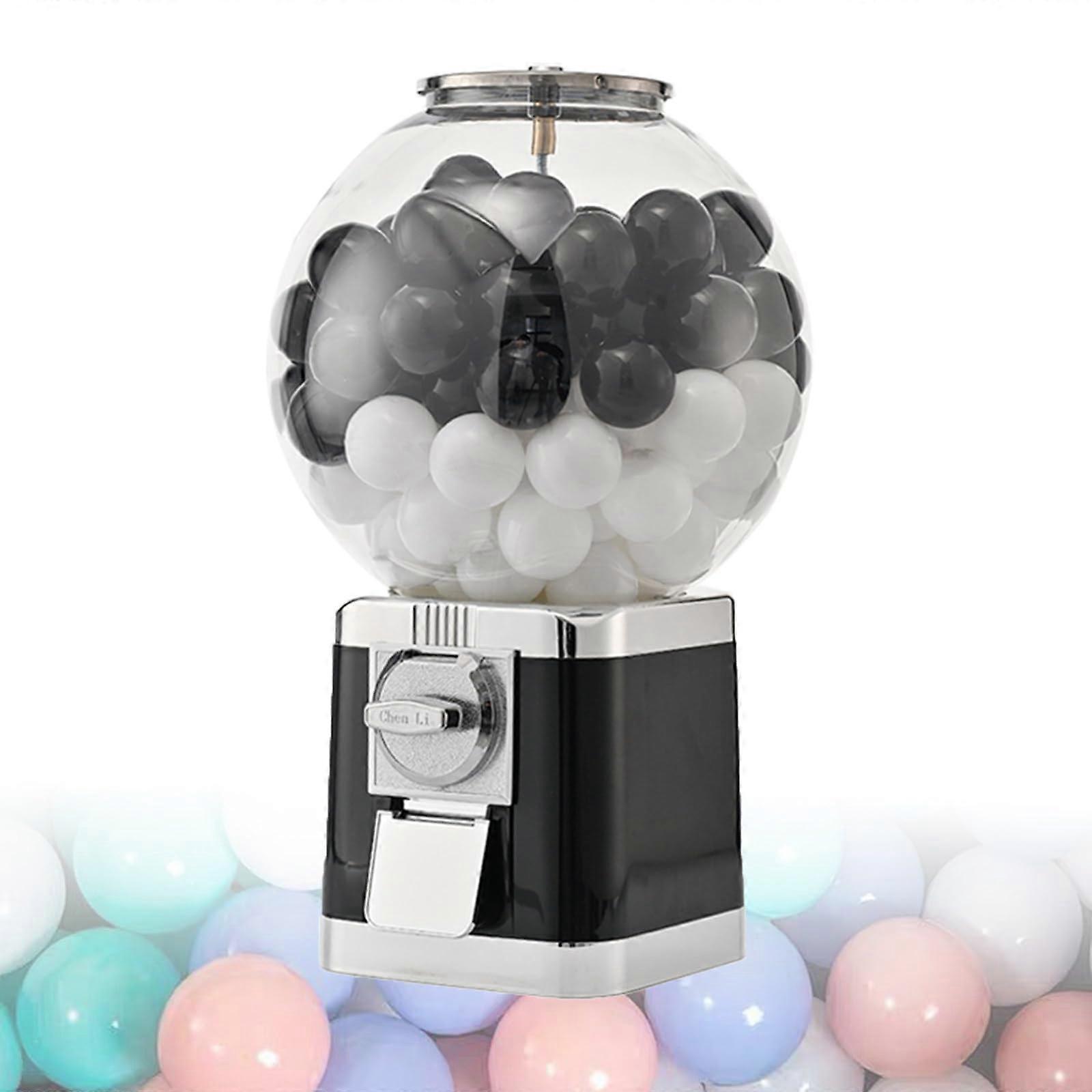 Gumball Vending Machine with Large Capacity and Secure Lock, Metal Toy Capsule Dispenser Black