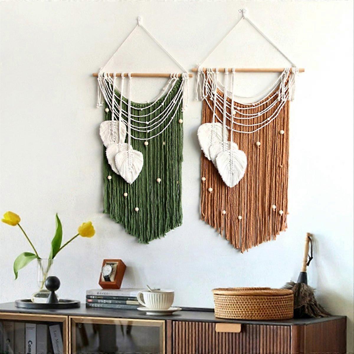 Tapestry Handmade Leaf Core-Spun Silk Tassel Tapestry Dark Brown