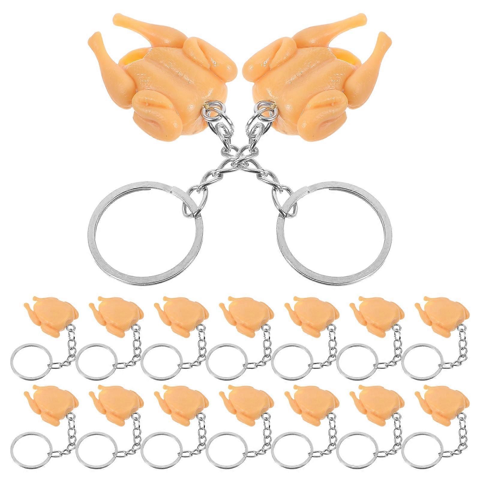 Small Chicken Keychain Realistic Roast Chicken for Keys 20Pcs Set