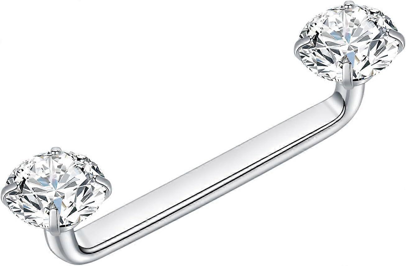 14G Titanium Staple Surface Piercing CZ Barbell Double Crystal Internally