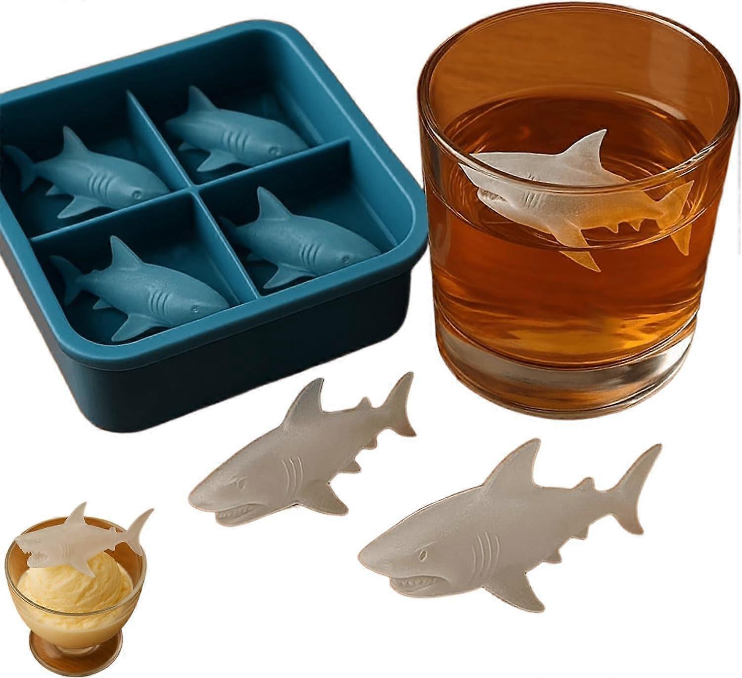 3D Shark Silicone Ice Cube Mold for Drinks and Parties, EasyRelease FoodGrade Flexible Tray (1PCS)