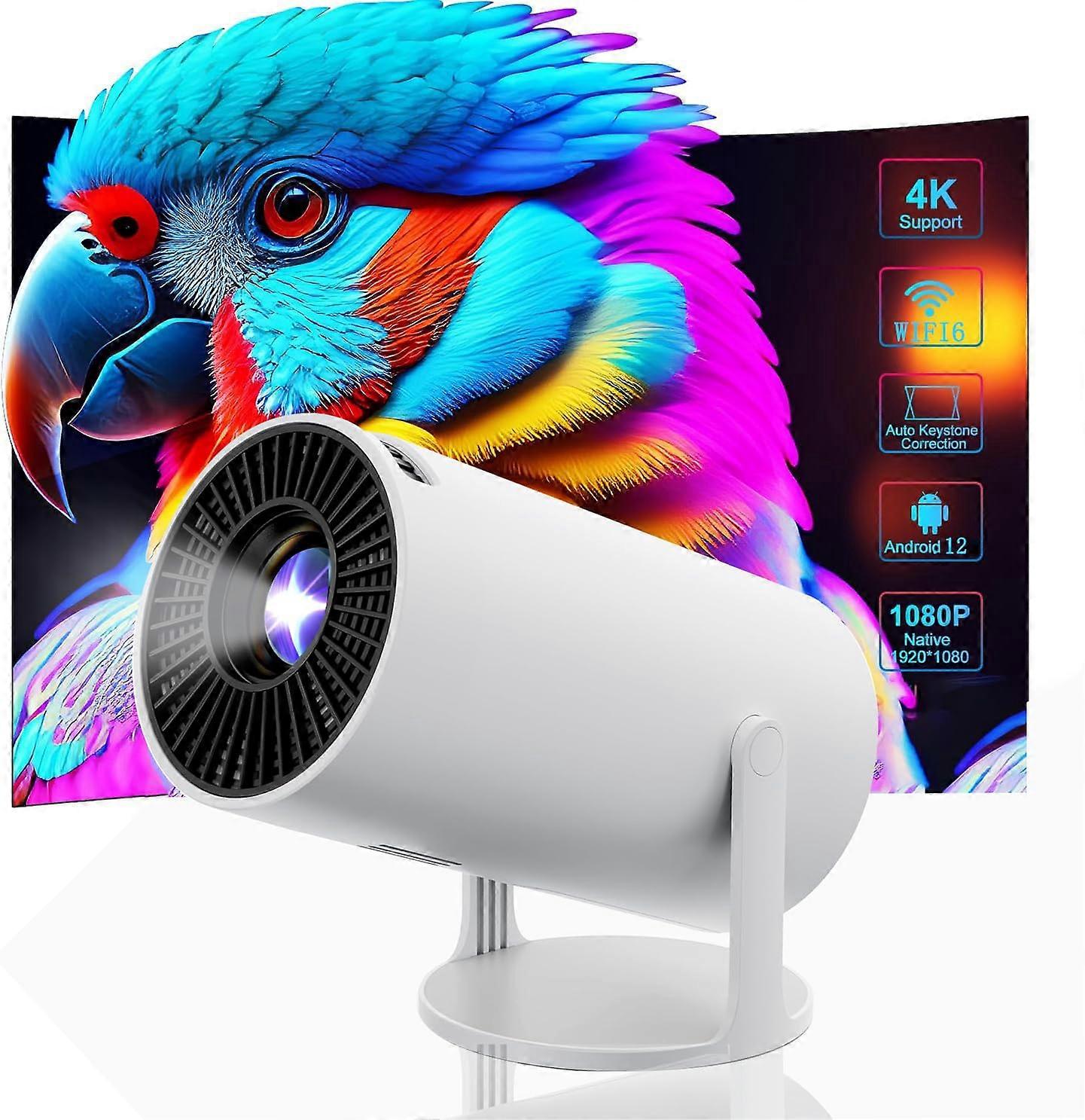 4K Portable Projector with WiFi 6 Bluetooth, Android 11, Auto Keystone, 180° Rotation for Outdoor Movies