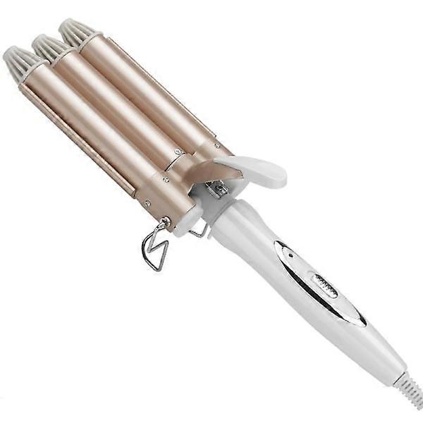 Curling iron with three rods White/Gold 25 mm