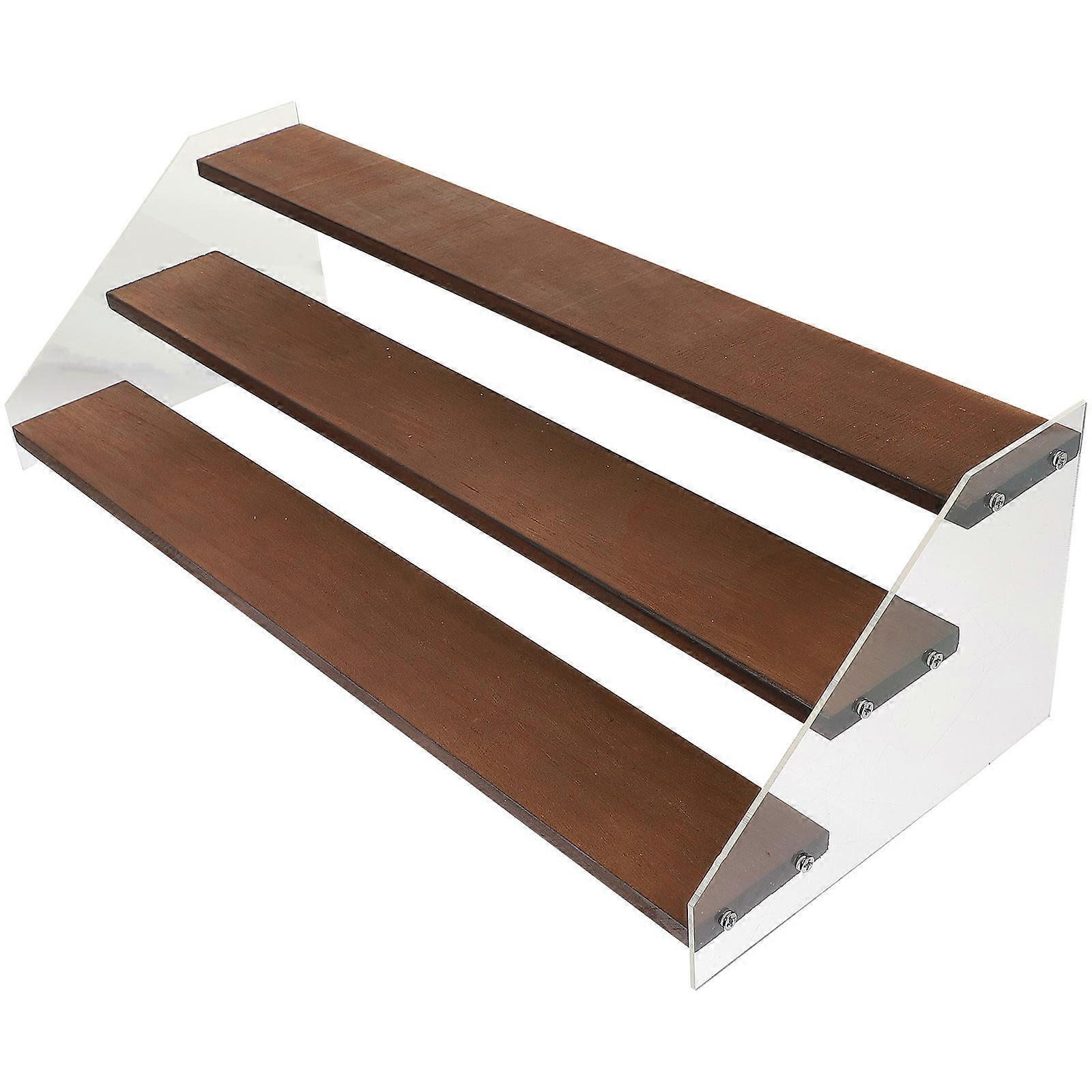 3Pcs Acrylic Wood Riser Shelf for Figures 3 Tier Display Stand Organizer