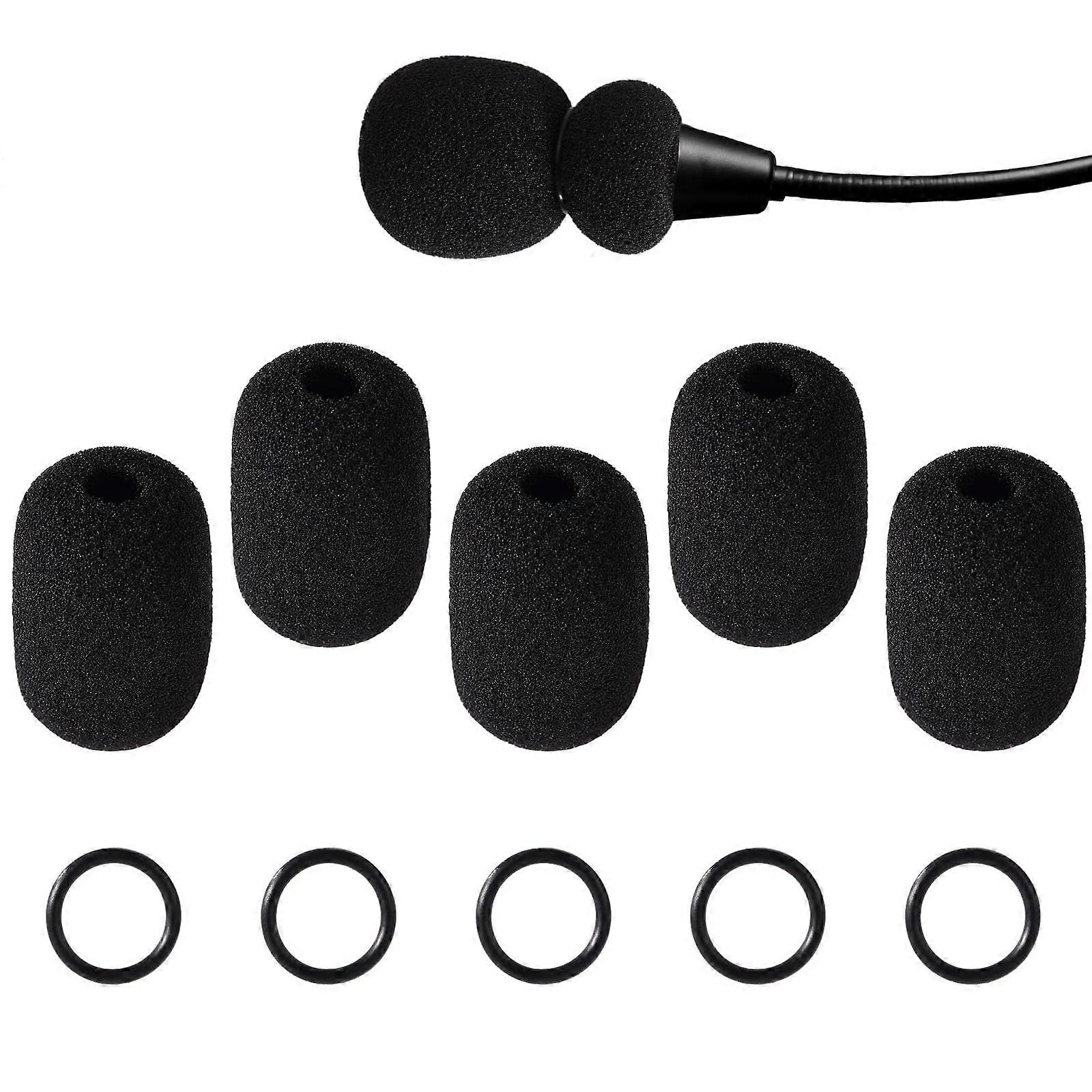 5 Sets Mic Foam Windscreen for Bose A20 A30 A10 X, Density Pop Filter with ORings, Noise Reduction, Reusable, Black