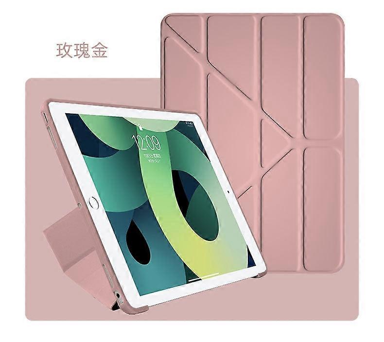 Case For Ipad 2019/20/21 10.2-inch Rose Gold Multi-function Folding Solid Color