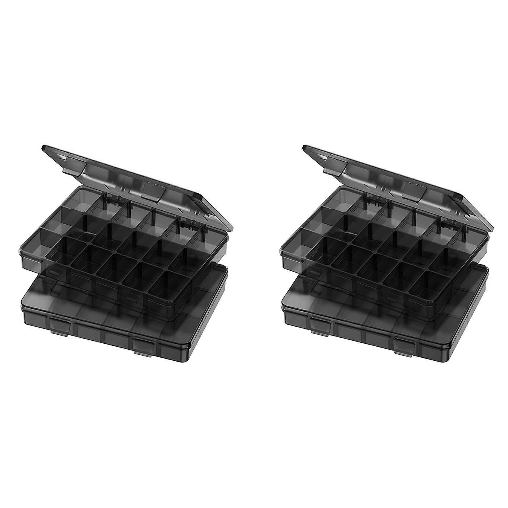 4x Plastic Stackable Organizer Container with Adjustable Dividers, Plastic Box with 18 Removable Grids Compartments