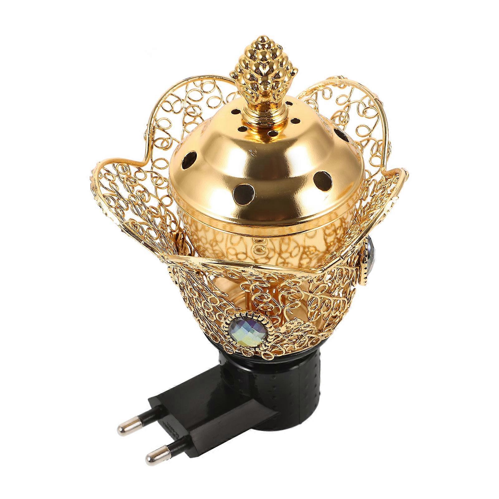 Incense Burner Electric Heating Lidded Shape For Office Decor Golden 1Set