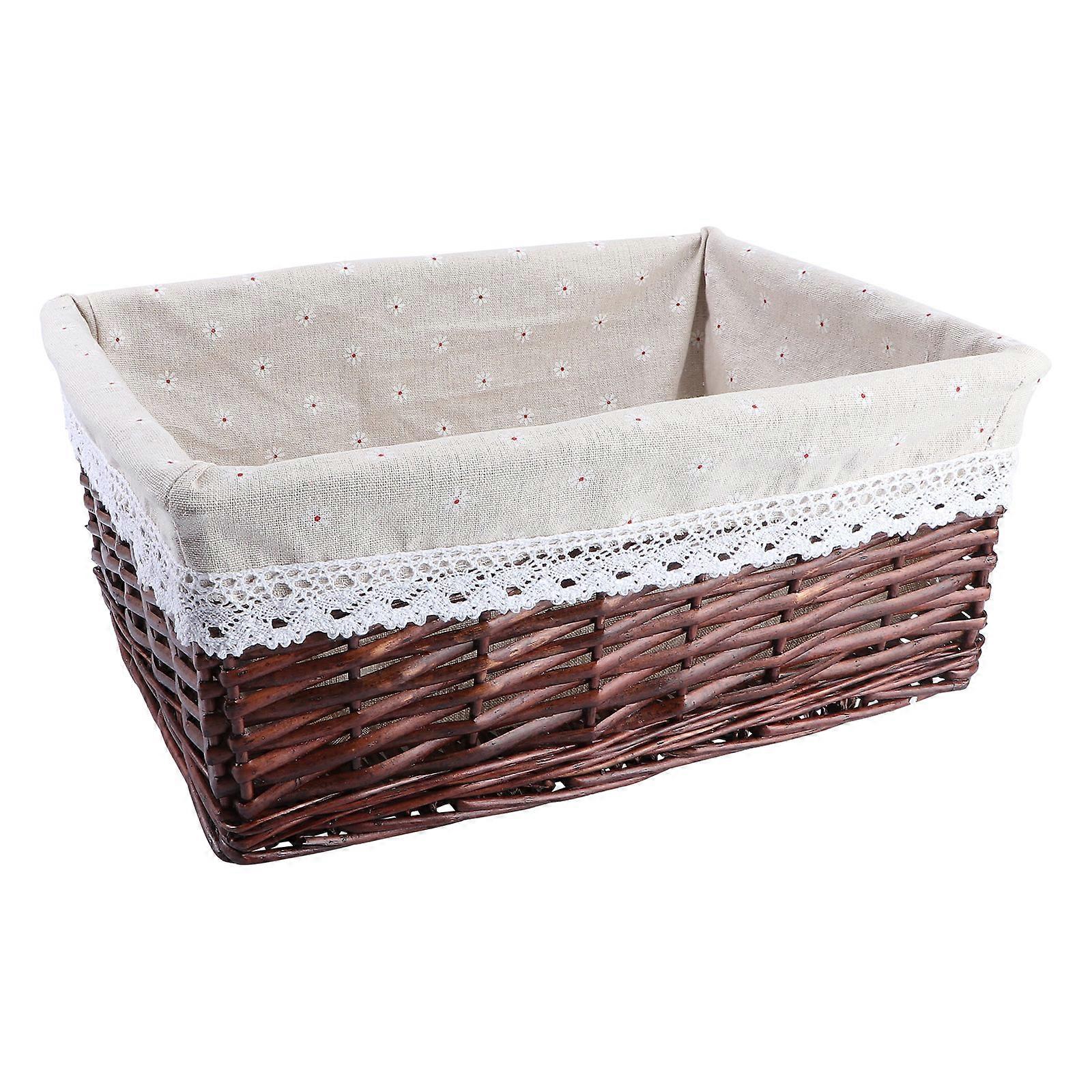 Brown Wicker Basket Kitchen Sorting Basket for Storage Use with Daisy Style