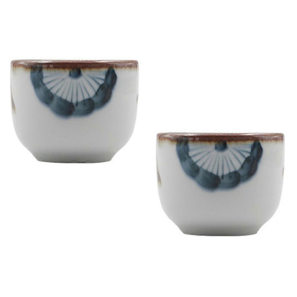 Sake Cup Japanese Style Ceramics for Drinking 2Pcs with Floral Pattern