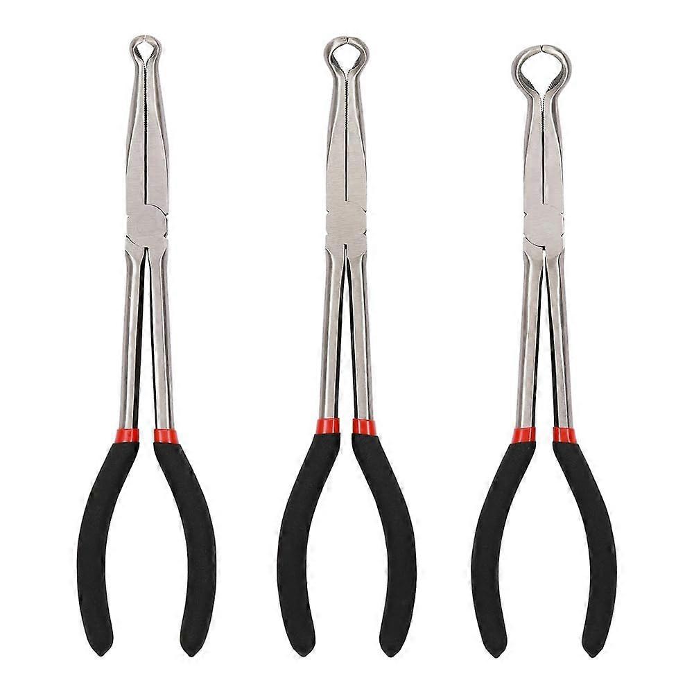 3Piece Hose Clamp Pliers Set with Spark Plug Boot Puller, Carbon Steel, MultiSize, NonSlip Handle