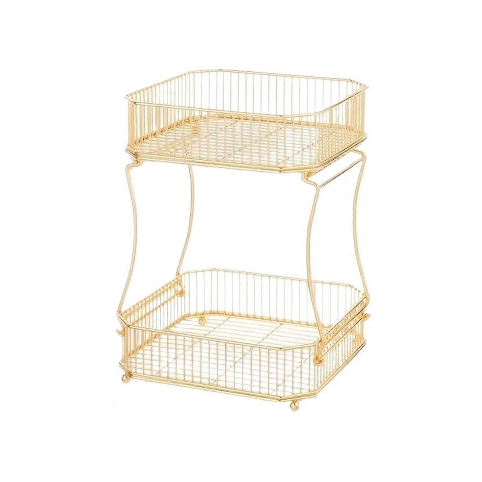 2 Tier Fruit Basket Organizer with Rustproof Metal Frame for Kitchen Countertop Storage