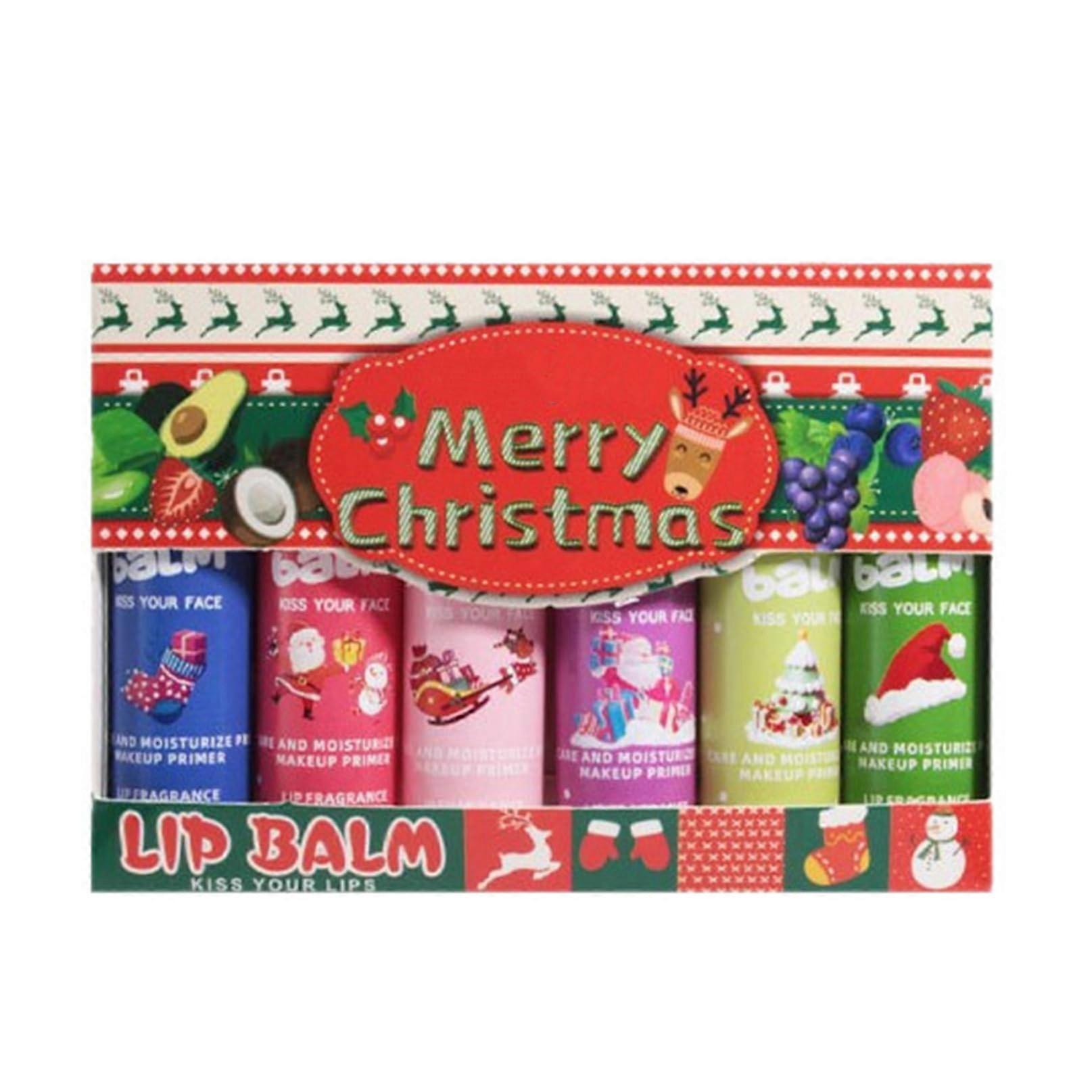 Lip Balm Gift Set 6 Pcs Fruity Flavored Moisturizing Multicolor Deep Hydration Holiday Collection