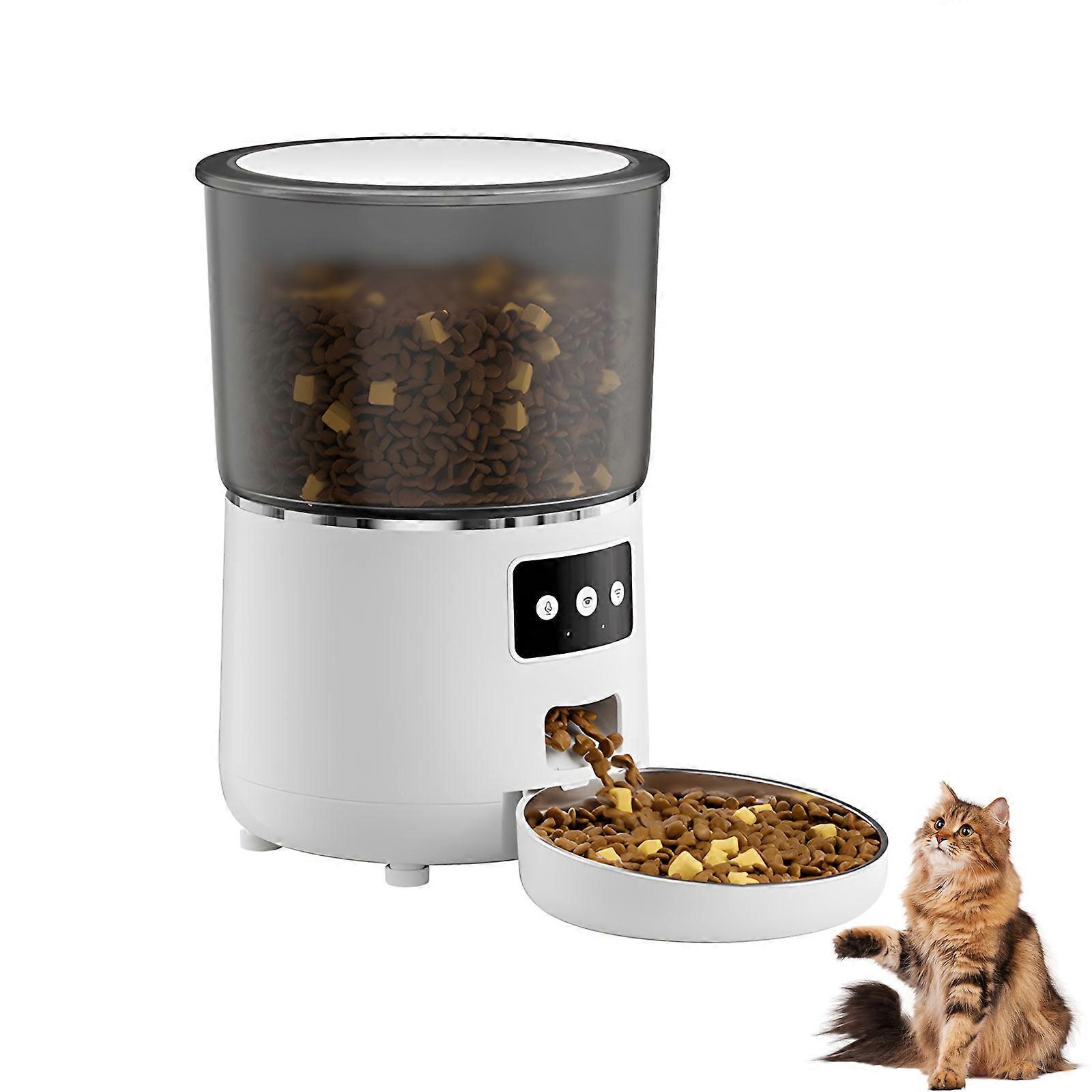 Intelligent Automatic Feeder For Puss App Remote Control Precise Dispensing USB Power Recording Function For Pet  White