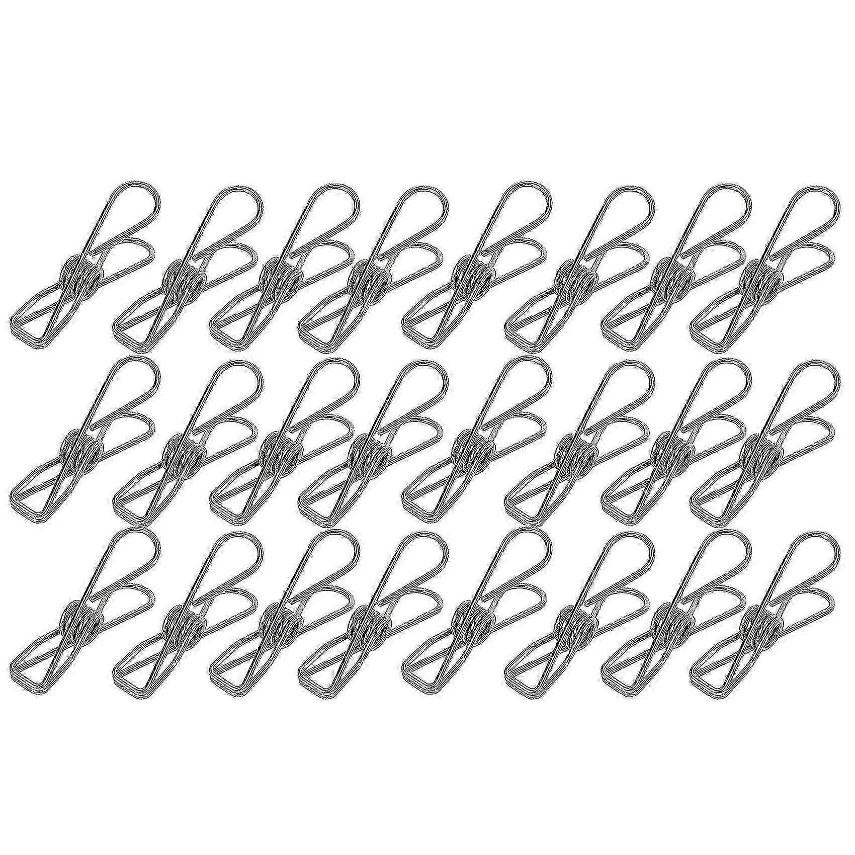24Pcs Stainless Steel Clips, Multi-Purpose Windproof Clips for Laundry, Kitchen, Office