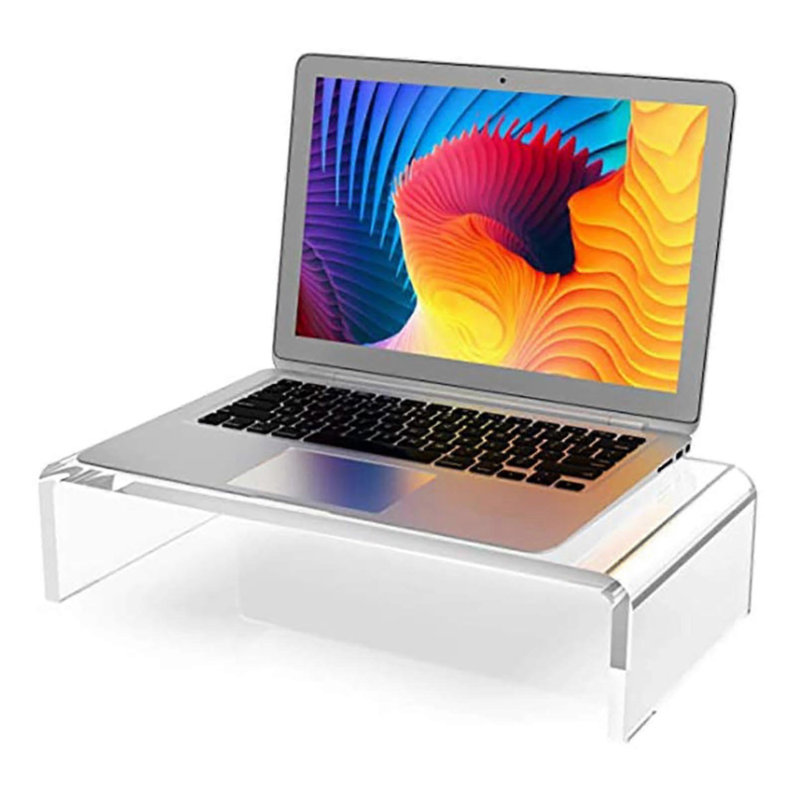 Clear Acrylic Monitor Stand Riser with Ergonomic Screen Elevation and SpaceSaving Desktop Storage