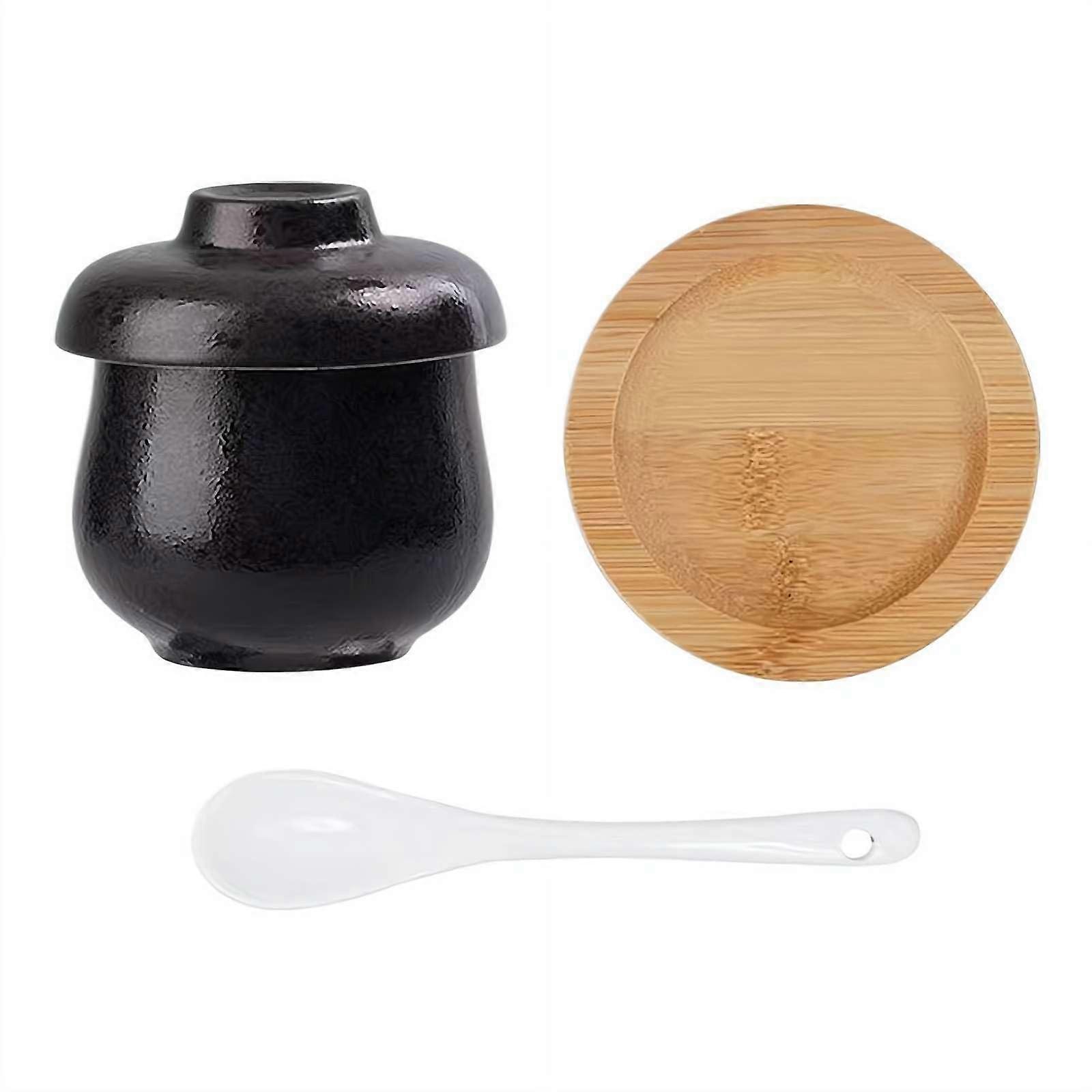 Egg Coddler Ceramic Ramekins with Secure Lid, Microwave Safe 220ml Japanese Style for Steaming Eggs