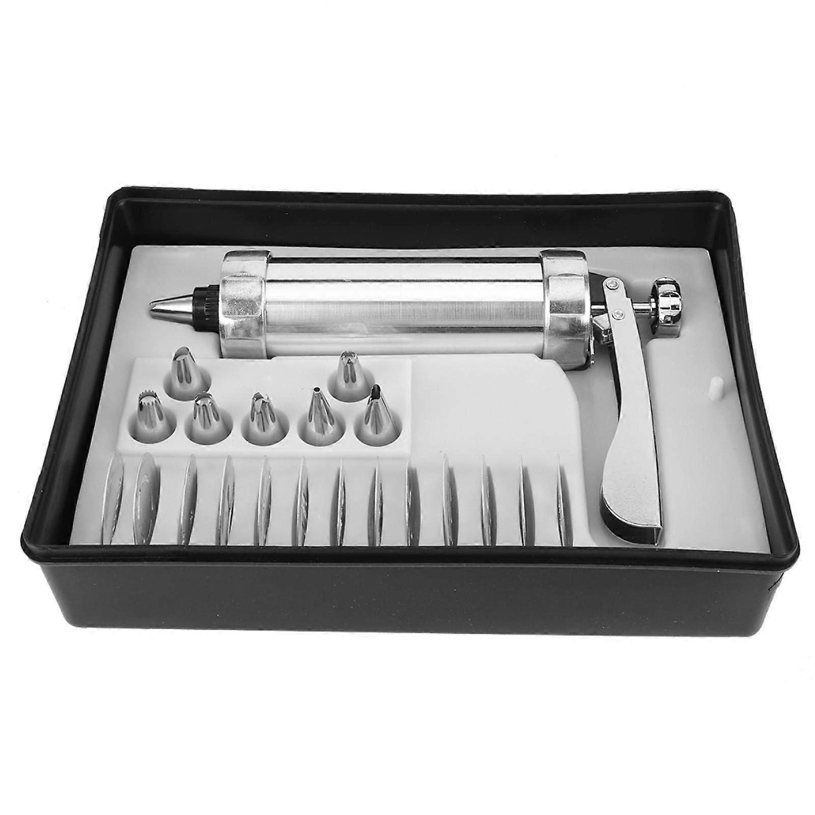 Aluminium Alloy Cookie Press Kit with Adjustable Size Biscuit Maker for Cake Decorating and Baking