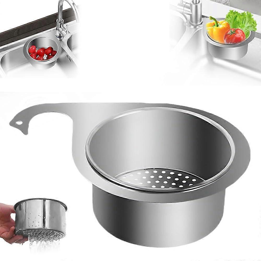 Stainless Steel Corner Sink Strainer Basket, SpaceSaving Triangular Design for Kitchen Fruit and Veg