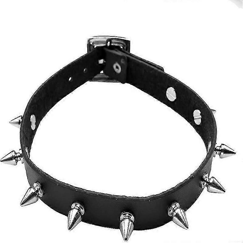 gothic adjustable rivet spike choker punk rock leather necklace