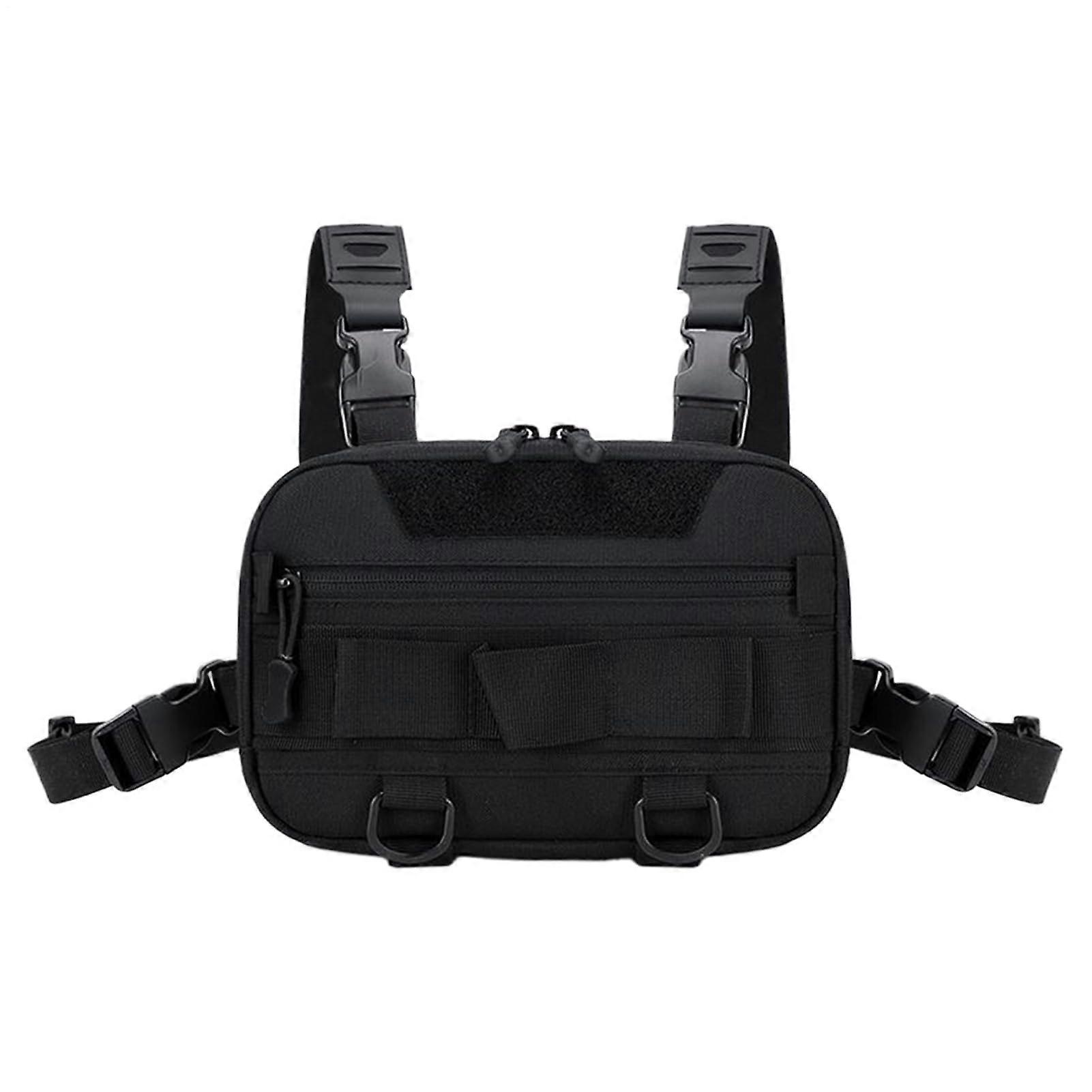 Fishing Sling Bag Waterproof Chest Pack for Men with MultiCompartments Quick Release Strap Black