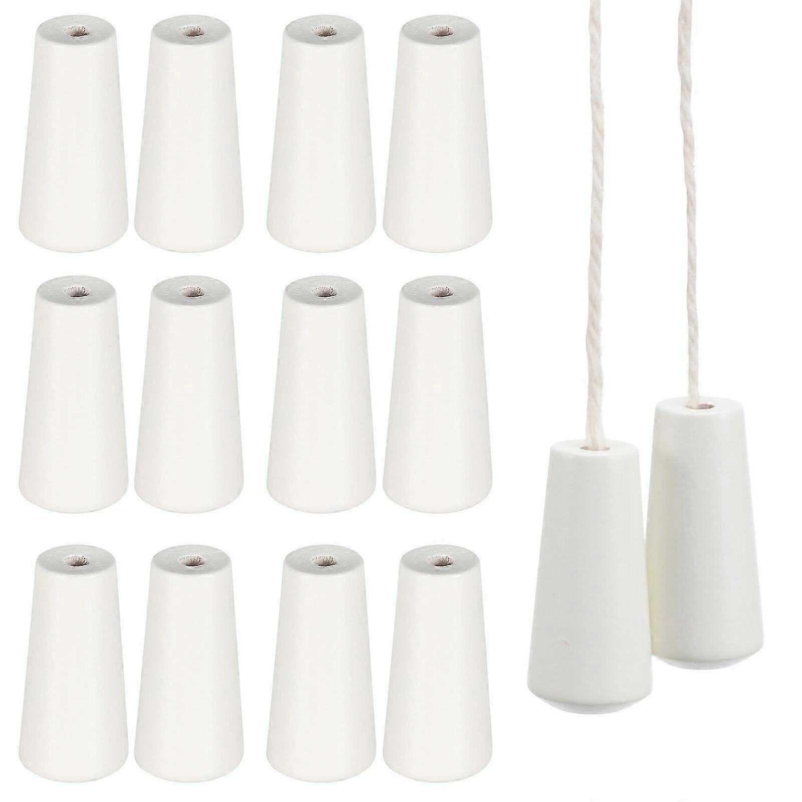 12 Pcs White Wooden Blind Cord Pulls Tassels