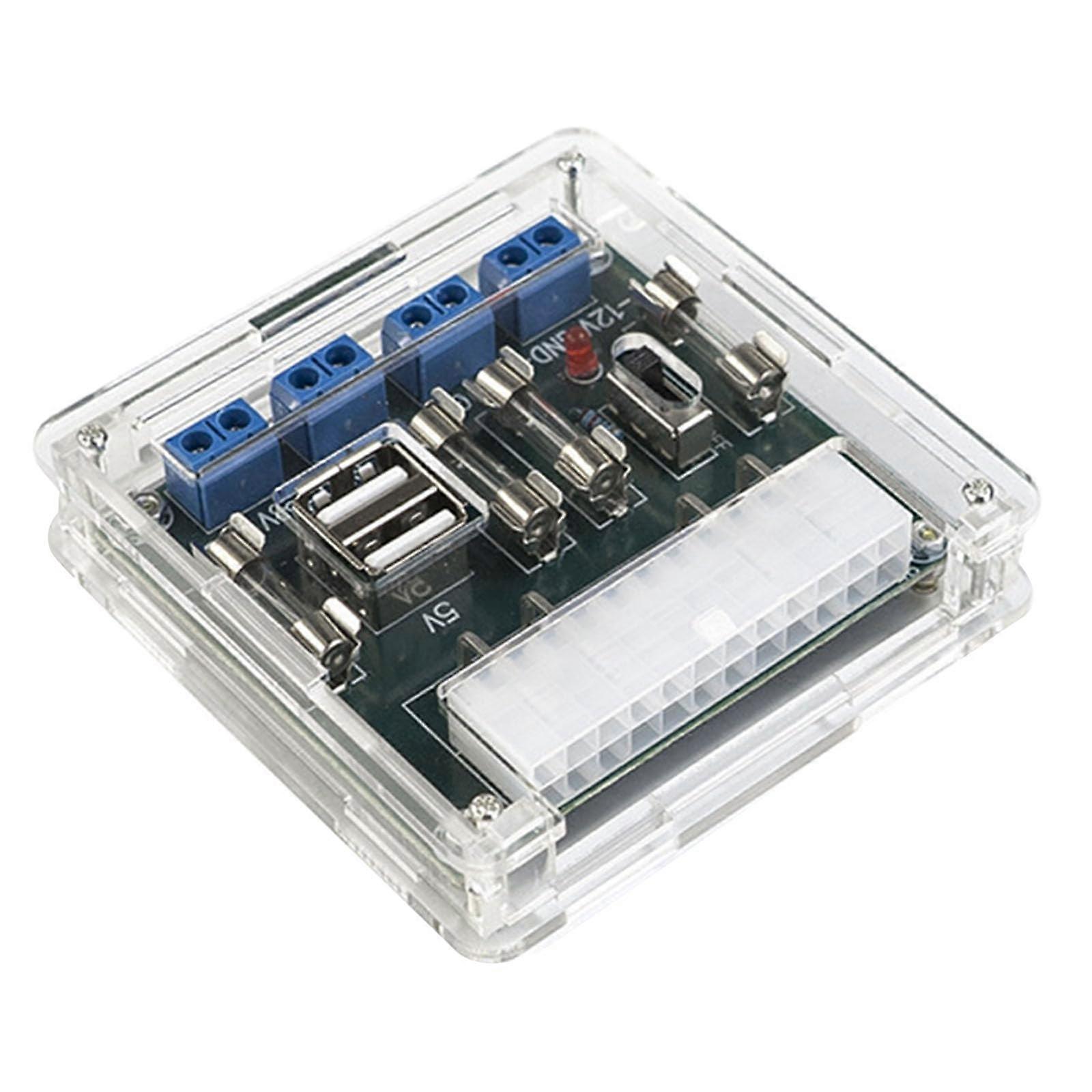 PC Power Supply Adapter ATX Board with 8 Outputs, Overload Protection and Optional Case