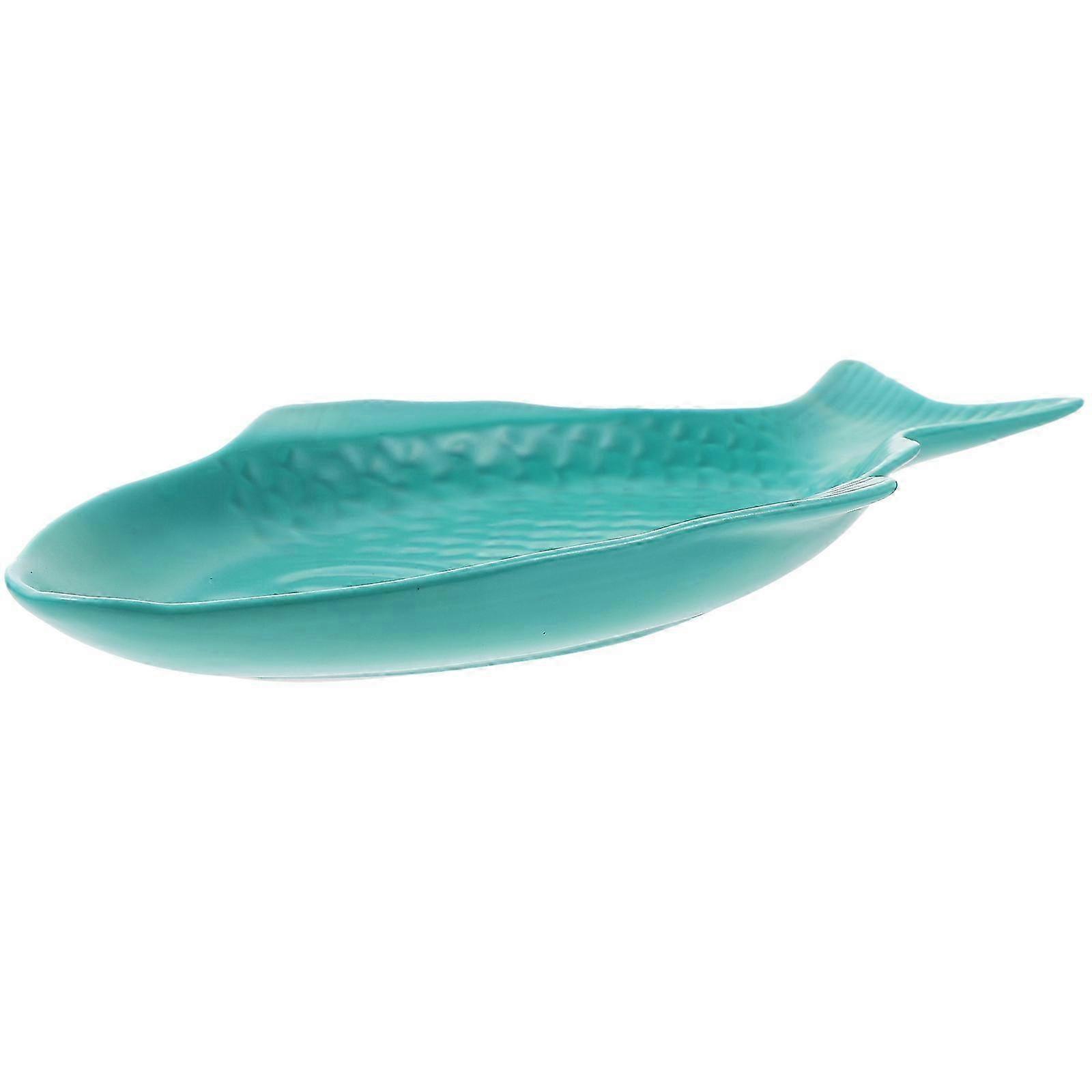 Ceramic Tableware Creative Plate for Storage 1Pcs Fish Shaped Dish Green