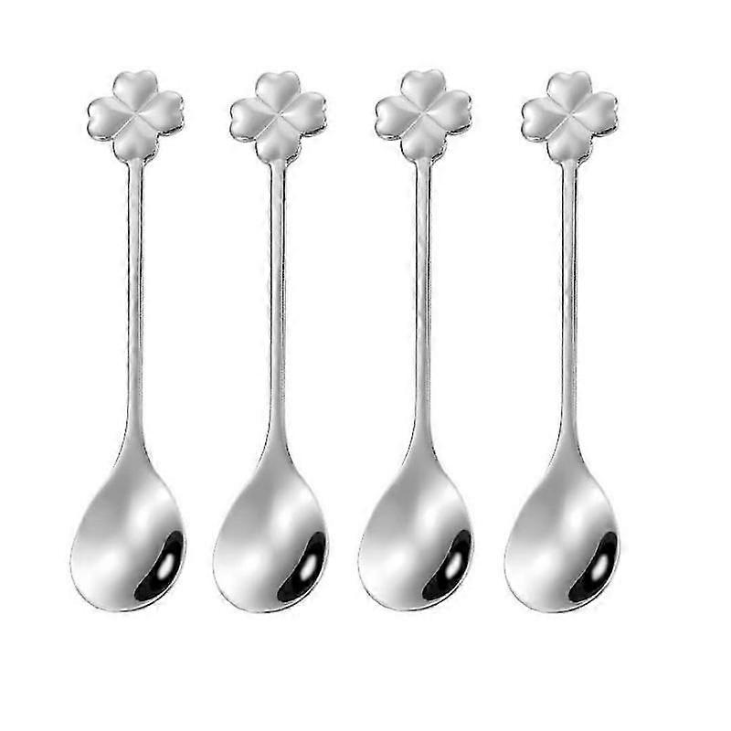 stainless steel dessert spoons with clover pattern