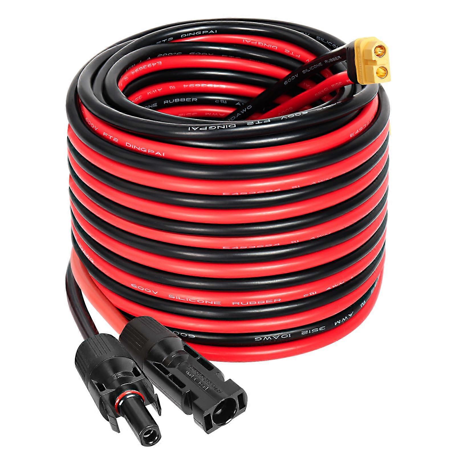 Solar Connector XT60 Adapter 35FT 10AWG Solar Panel Extension Cable for Power Station