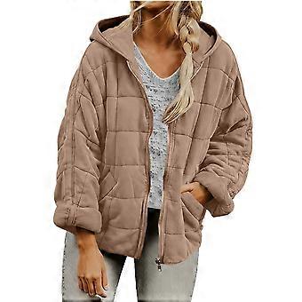 Chaqueta acolchada de invierno para mujer, ligera, plegable, con cremallera completa y capucha.