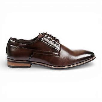 Chaussures Oxford Derby classiques à lacets pour hommes, bout uni, style brogue formel.
