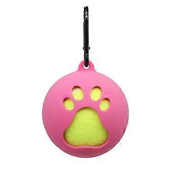 Dog Tennis Ball Holder with Hands Leash Attachment, Adjustable Clip for Small to Medium Dogs, Rose Red